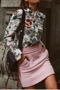 New! TORY BURCH Celeste Skirt Coastal Pink Wool A Line Mini $298 Size 8 - Picture 1 of 6