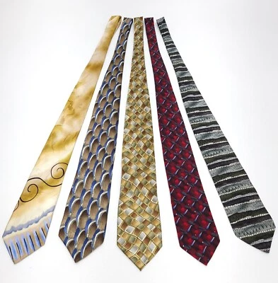 Lote de 5 Corbatas Jerry Garcia Seda Grateful Dead Diseñador Artista Abstracto Foto 1 de 4