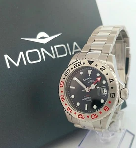 MONDIA GMT Automatic 200m Edelstahl 40mm Uhr - Box, Papier - Ref. MI-813 - Bild 1 von 9