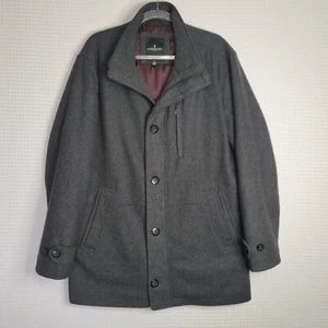 LONDON FOG EUC Men's Sz Large Dark Gray Boiled Wool Coat Lined - Picture 1 of 21