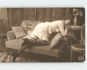 French Erotic Nude Woman Original 1920s RPPC Silver Print Photo - Picture 1 of 2
