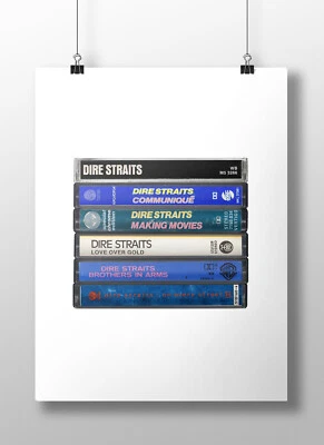 Dire Straits Poster: Cassette Print, Original Albums, Fan, Gift, Art - Image 1 of 4