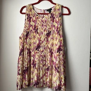 Neu mit Etikett Nordstrom Halogen XXL 1X Blumenmuster Poly Kristallfalte ärmellos Pullover Bluse - Bild 1 von 7