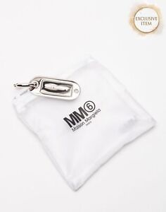 RRP€108 MM6 MAISON MARGIELA Single Tag Drop Hoop Earring Logo Made in Italy