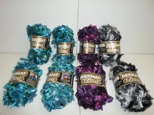 New Lot 8 Bernat *Boa Yarn 71yd* Parrot Purple, Ostrich Grey, Peacock Teal Ombre - Picture 1 of 7