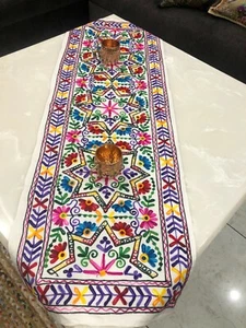 INDISCHER TISCHLÄUFER HANDGEFERTIGT AARI BESTICKT 20"X60" USA VERKÄUFER EXTRA 10 % RABATT - Bild 1 von 7