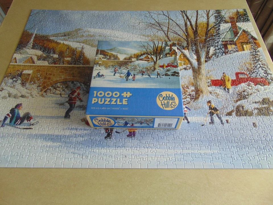 Rompecabezas Cobble Hill Hockey On Frozen Lake 1000 piezas - Completo Foto 1 de 4