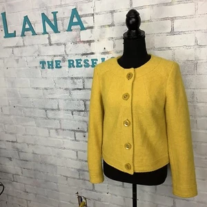 Focus 2000 Wool Blend Lined Yellow Blazer Jacket, Women's, 6P - Picture 1 of 11