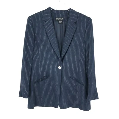 Chaqueta Blazer Liz Claiborne Mujer 12 Azul 100% Seda Manga Larga Sencillo Pecho Foto 1 de 4