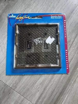 Двойной переключатель новый Leviton латуни бамбука Тики металлический переключатель крышка настенная пластина 89609 - Изображение 1 из 4