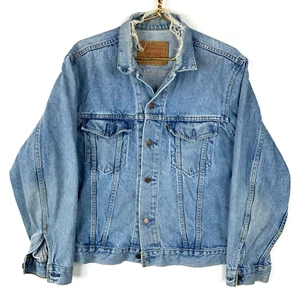 Vintage Levi’s Denim Jean Jacket Size 44 Button Up Made In Canada Orange Tab - Picture 1 of 5