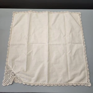 Set Of 2 Off White Cream 16x16" Cloth Napkins Crochet Edges Cottagecore Farmcore - Picture 1 of 6