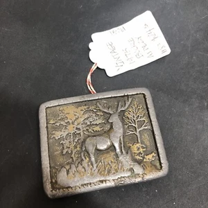 Belt Buckle vintage 1970 DEER Aj Dezy denver BUCK cowboy SOLID BRASS western - Picture 1 of 5
