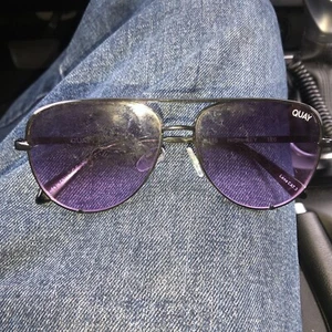 Quay High Key Aviator Sunglasses - Black Frame / Fade Polarized Lens Extra Large - Picture 1 of 3