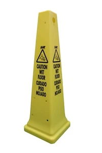 SYT Tall Caution Wet Floor Sign Cone in English and Spanish, 12" x 12" x 56" - Picture 1 of 2