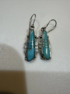 Vintage Indianer, Sterling, Silber Türkis Ohrringe JMN�� - Bild 1 von 9