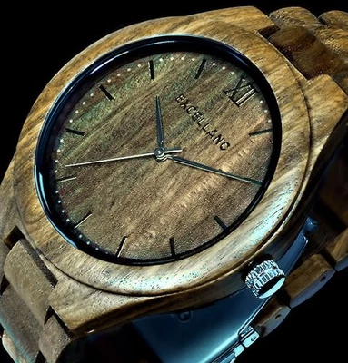 Excellanc Herren Armband Männer Uhr Sandel Holz Braun Men Wood Watch - Bild 1 von 4