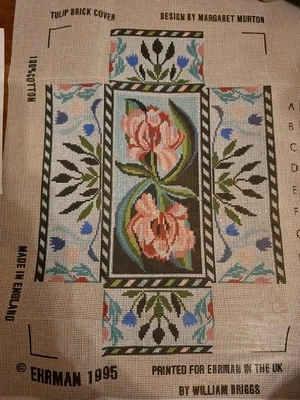 Ehrman vintage 1995 Tulip Rare Murton Tapestry Needlepoint pink blue Brick Kit - Image 1 of 4