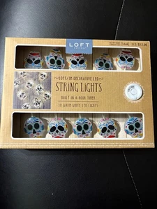 Los Muertos Halloween Loft Teschio di Zucchero 10 Luci LED Calde 10 Ft S Timer 4 Ore - Foto 1 di 2