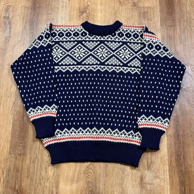 Vintage Dale Of Norway Wool Sweater Mens Large Aztec Snowflake Blue Crewneck 80s - Image 1 of 4