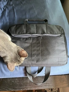 Computer Crossbody Canvas Over Shoulder Body Bag Black - Picture 1 of 5