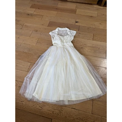 Vintage Lace Tulle Dress Party Cocktail Formal Prom Special Occasion Midi - Image 1 of 4