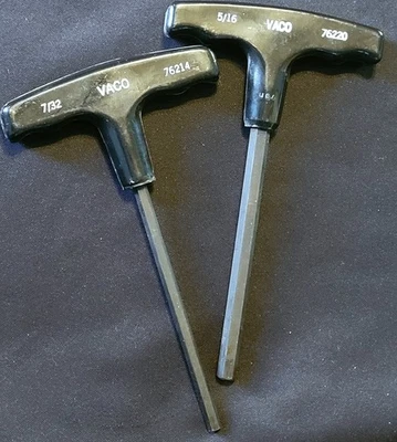 2 PCS Vaco 5/16" #76220 ---- 7/32" #76214 T-Handle Hex Wrench Vintage  - Image 1 of 4