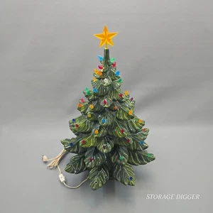 VTG 1970s Atlantic Mold Green Ceramic Christmas Tree w/ Scroll Base 25" Star Top - Picture 1 of 20