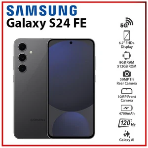 NEW Samsung Galaxy S24 FE 5G 8GB+512GB GRAPHITE Dual SIM Android Mobile Phone - Picture 1 of 6