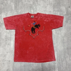 Oneita Vintage 90s Rodeo Horse Racing T-Shirt Red XL Single Stitch USA - Picture 1 of 12