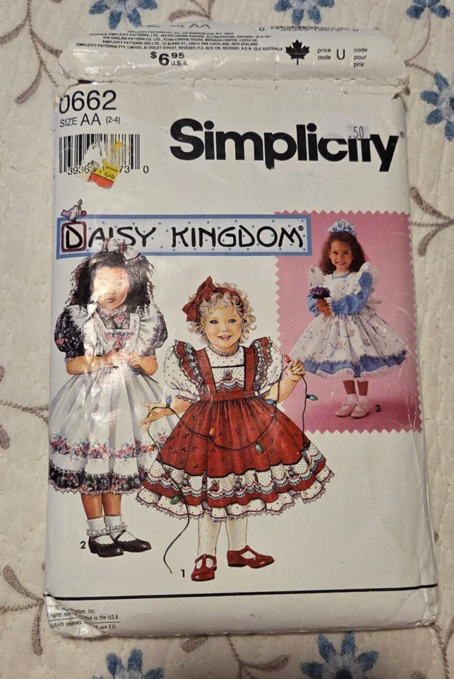 Vintage 1992 Simplicity Daisy Kingdom Dress Pattern 0662 Size 2-4 Cut - Image 1 of 2