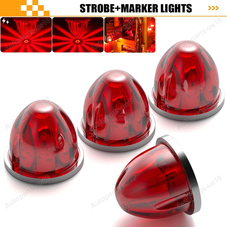 Luces traseras de freno intermitentes LED rojas 4 piezas con luz de sandía marcadora constante Foto 1 de 4