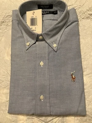 Camisa polo masculina Ralph Lauren clássica azul Oxford tecido tamanho 20 com etiquetas. - Imagem 1 de 4