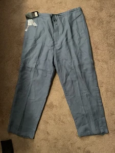 Linea Uomo Pants Mens 46x30 Linen Blend Lined Blue Drawstring Beach Vacation - Picture 1 of 5