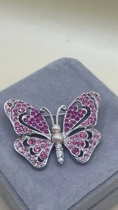 Vinatge signierte Geld wunderschöne Schmetterling Strass glänzend Brosche Anstecknadel - Bild 1 von 11