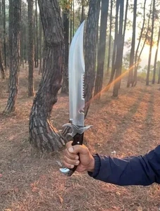 Hand-Forged Long Machete | Functional Machete | Leather Sheath | Camping Tool - Picture 1 of 4