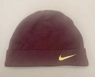 NIKE SWOOSH BROWN BEANIE 100% COTTON HAT BOY'S GIRL'S BABY INFANT 6-9 months - Image 1 of 4