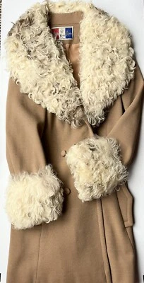 Chaqueta LILLI ANN 1960s Mongol Rizado Cordero Cuello Puños Tostado/Crema Talla 4-6 RARA Foto 1 de 4