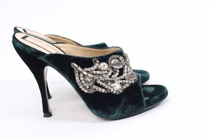Zapatos de salón mula peep toe verde con joyas talla 37,5 Nº21 - Imagen 1 de 12