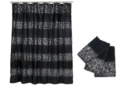 Популярная черная занавеска для душа Bath Sinatra и набор полотенец из 3 предметов - Изображение 1 из 2