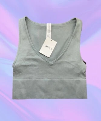 NUEVO NUEVO CON ETIQUETAS Forever 21 Apariente Top Deportivo Activo Color Jade Talla Mediana Foto 1 de 2