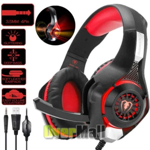 Audífonos Auriculares Cascos Gamer Para Video Juegos Jugadores Con Microfono Rojo - Imagen 1 de 16