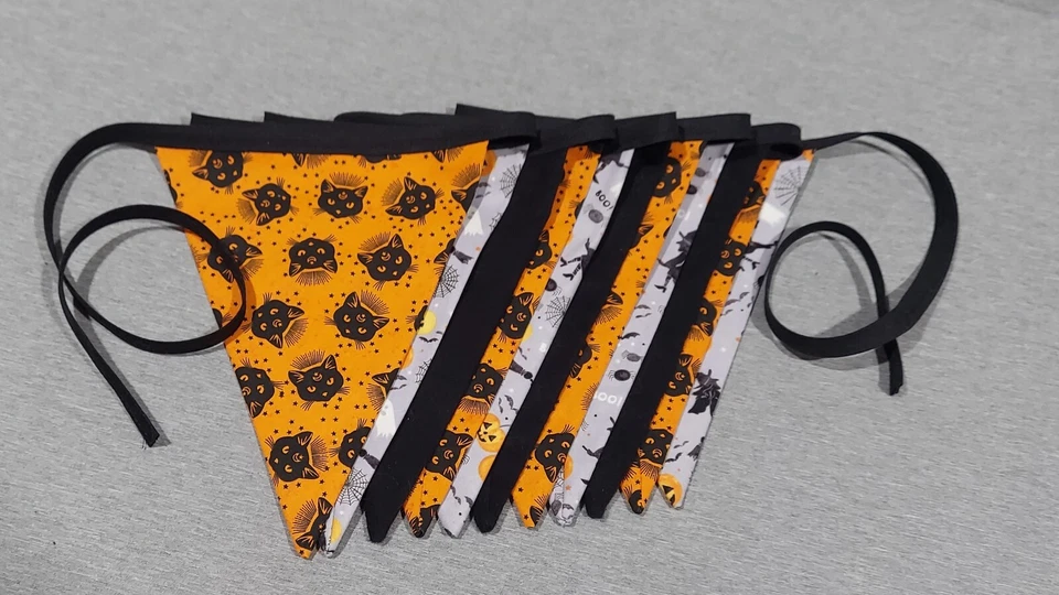 NEW Fabric Pennant Flags Bunting Banner Holiday Halloween Triangle Flag Garland - Image 1 of 4