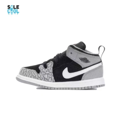 Nike Air Jordan 1 AJ1 Mid TD Niño Pequeño Estampado Elefante Gris Multi dm6217-016 Foto 1 de 4