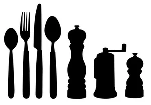 AUFKLEBER STICKER DEKO WAND KÜCHE BESTECK PFEFFERMÜHLE (CA134) - Bild 1 von 1