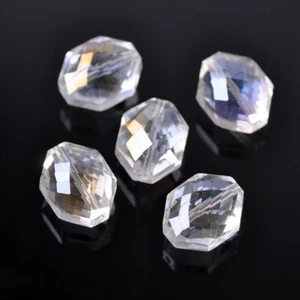 5pcs 17X14mm Glass Crystal Charm Octagon Loose Spacer Craft Beads DIY Jewelry - Picture 1 of 4
