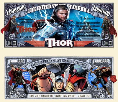 Thor Million Dollar Bill Play Funny Money Novelty Note with FREE SLEEVE