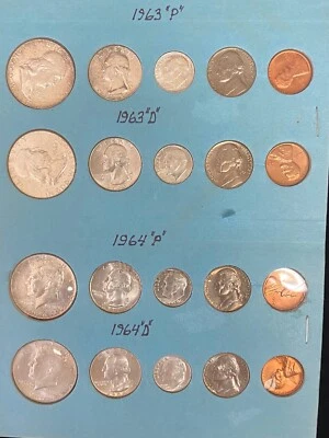 1963-1964 P & D US Mint 90% Silver Mint Set,  2 Complete Mint Sets Total - Image 1 of 4