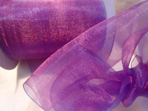4" WIDE SHEER ORGANZA RIBBON - IRIDESCENT -SHOT -AZALEA / PARIS - MADE IN JAPAN - Picture 1 of 2