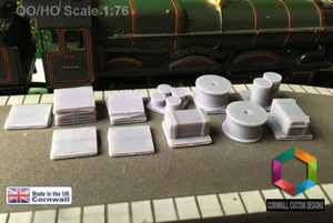 Vagón de ferrocarril cargas PACK A -11 artículos - Bobinas - Palet - Estuches - Paisaje ferroviario - Imagen 1 de 10